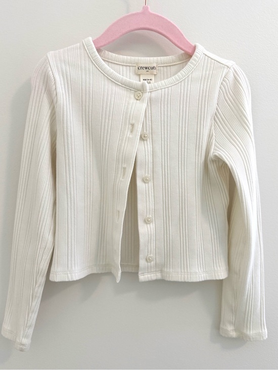 Crewcuts Other - Girls Crewcuts Off-White Ribbed Button-Front Light Weight Cardigan Size 4/5